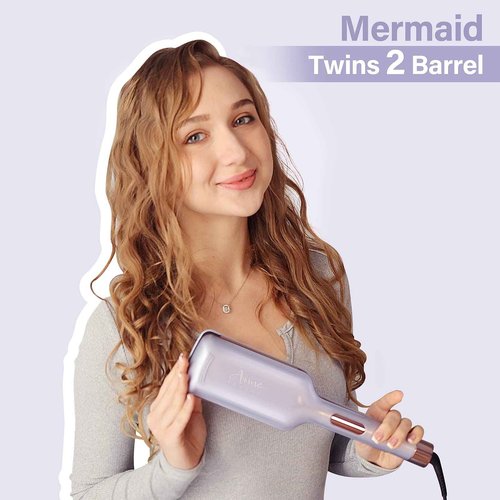 One Step Hair Dryer & Volumizing Hot Air Brush and Twins Mermaid Hair Waver,Anti-Scald Hair Crimper Bundle