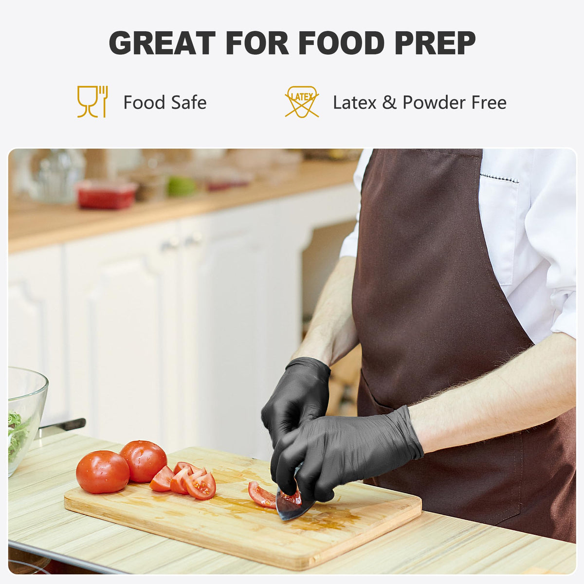 SWIFTLITE Black Vinyl Gloves, Food Grade Gloves Disposable Latex Free & Powder Free, Guantes for Cleaning Cooking Food Prep (1000, Medium)