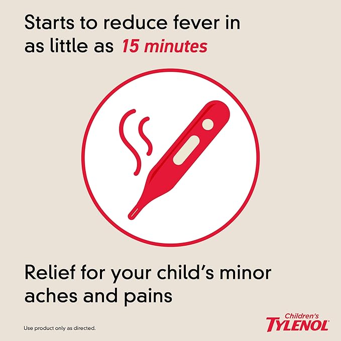 Children's Tylenol Chewables with 160 mg Acetaminophen, Pain Reliever & Fever Reducer for Kids' Cold + Flu Symptoms, Headache, Sore Throat & Toothache, Aspirin-Free, Bubble Gum, 24 ct