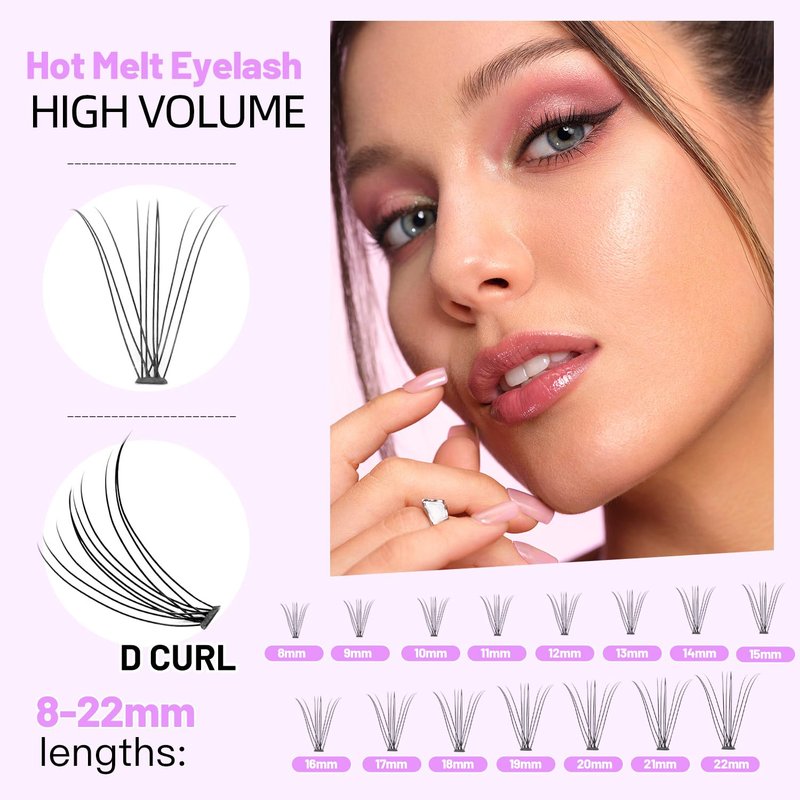 BODERMINCER 10 Root 60pcs 8-10-12-14-16mm Mixed Black Handmade False Eyelashes Natural Long Individual Eyelashes Extension Fake Lashes Makeup Beauty Cosmetic (5 PACKS-11MM)