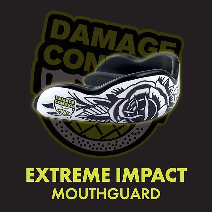 DAMAGE CONTROL Extreme Impact Mouth Guard – Sports Mouthguard for Boxing, MMA, BJJ, Hockey, Rugby, Lacrosse, & More – Mouthpiece for Teeth & Jaw Protection, for Youth & Adults (Youth, Blackarts)
