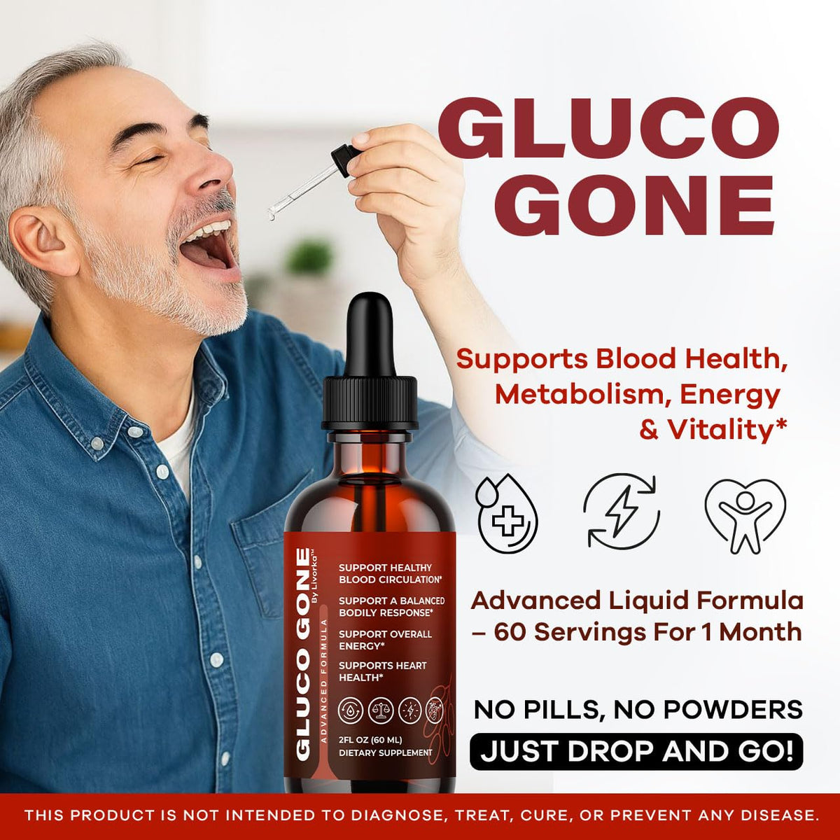 (3 Pack) GlucoGone Drops - Original Premium GlucoGone Liquid Drops All Natural Ingredients Support Advanced Formula for Overall Health & Wellness, Organic Droppers, 3 Bottles for 3 Months