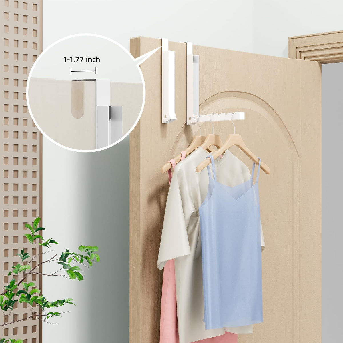 BAKON Over The Door Hanger Folding Clothes Drying Rack, Folding Hanging Coat Rack for Indoor Laundry Room Compact Small Space Foldable Portable Clothing Hanger Hook Collapsible- 2 Pack
