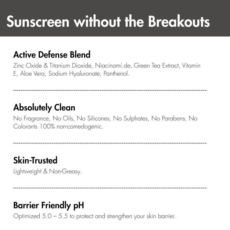 Acne Commander Mineral SPF 50 Face Sunscreen for Acne-Prone & Sensitive Skin — Zinc Oxide, Non-Comedogenic, No White Cast — Non-Tinted, Broad Spectrum, Fragrance-Free, Lightweight Daily, ~52g