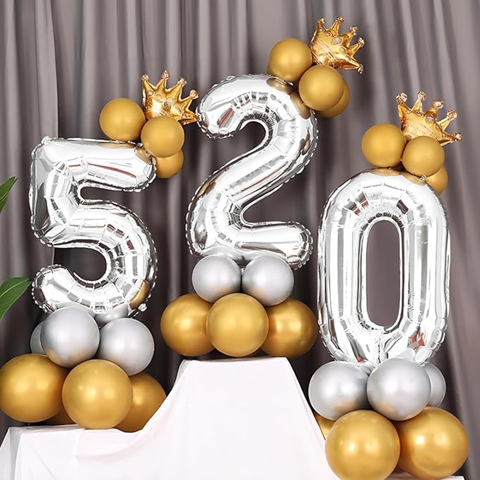 40 Inch Silver Number Balloons, Helium Mylar Foil Number Balloons for Birthdays, Number 0 Balloon for Party Wedding Bachelorette Birthday Bridal Shower Anniversary Celebration Party Decorations