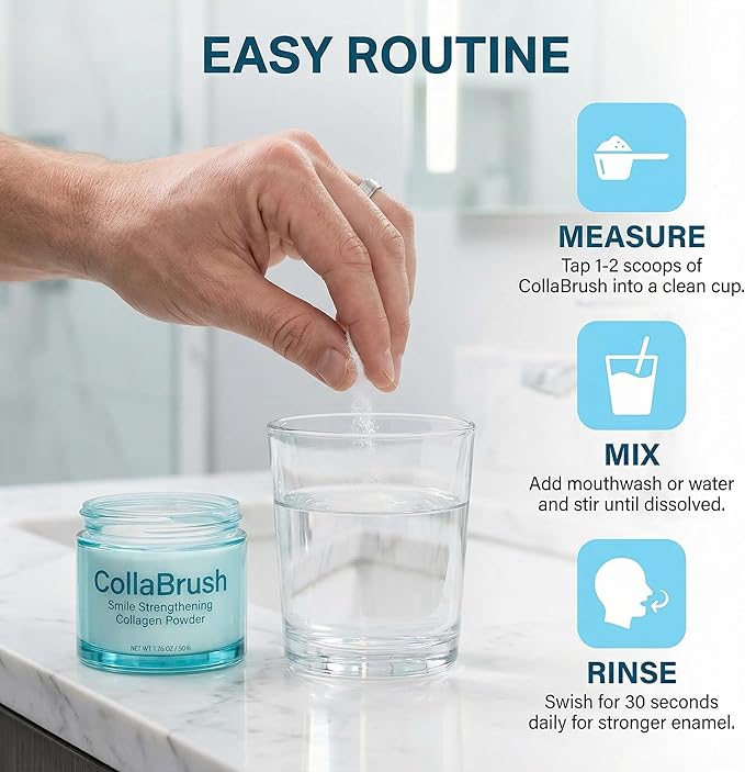 Collabrush Collagen Powder, Collagen+Hydroxyapatite Gum Toothpaste Care Powder, Smile Strengthening CollagenPowder, Protect Gum & Enamel Care