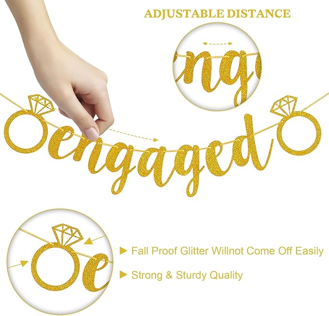 Sand White Engagement Party Decorations, MR and MRS Balloons Decor, White Gold Confetti Balloons, Love Heart and Diamond Ring Foil Balloon with Engaged Banner for Wedding Engagement Party Decoration