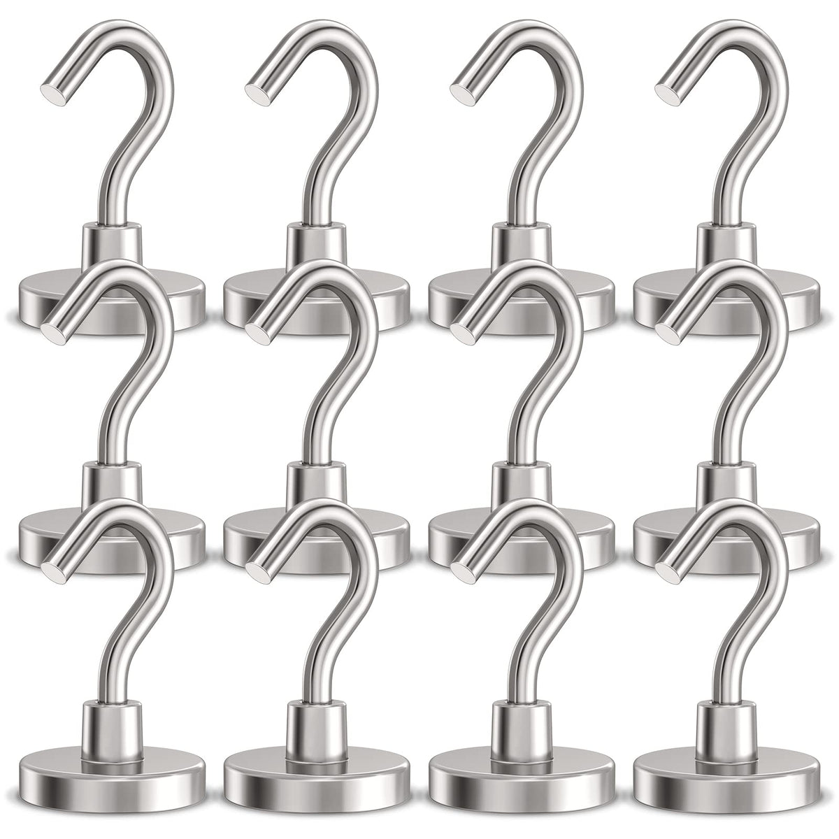 GREATMAG Magnetic Hooks Heavy Duty, 110 lbs Strong Hooks for Hanging, Magnets with Hook for Cruise Cabins, Grill, Fridge, Pack of 12