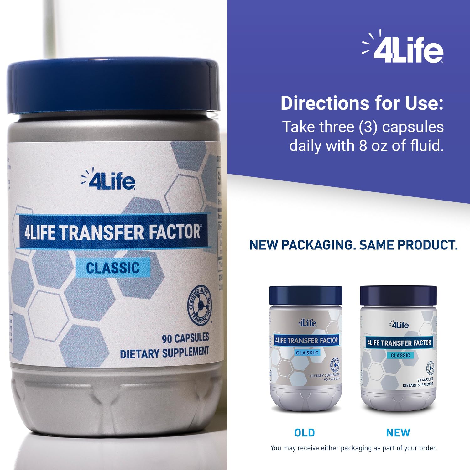 4Life - Transfer Factor Classic - Immune Support Supplement with Colostrum Peptides Supports Immune Health Balance Daily Wellness - 90 Veggie Capsules
