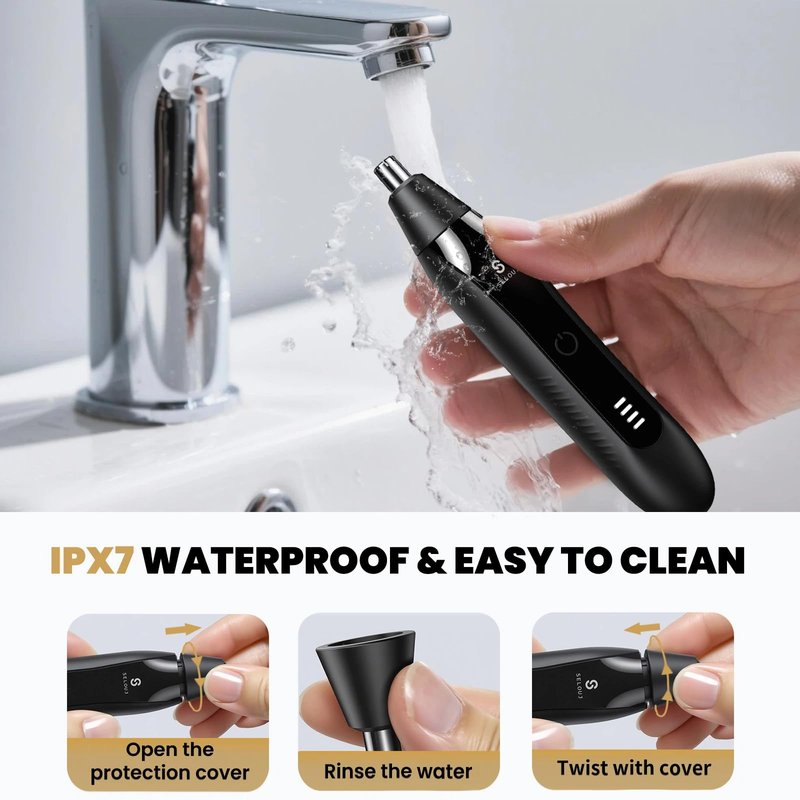 Selouj Ear and Nose Hair Trimmer for Men, 2026 Professional Painless USB Rechargeable Eyebrow & Facial Electric Hair Trimmer for Men Women, Powerful Motor, Dual Edge Blades, IPX7 Waterproof Easy Clean