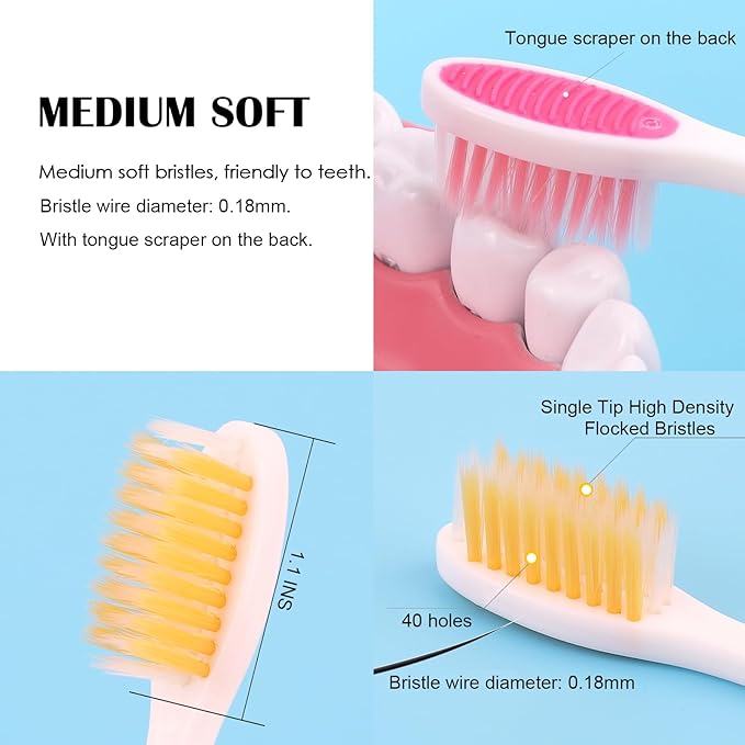 EasyHonor Folding Toothbrush - Soft Potable Travel Size, Individually Wrapped for Home, School, Camping Supplies(12 Pcs)