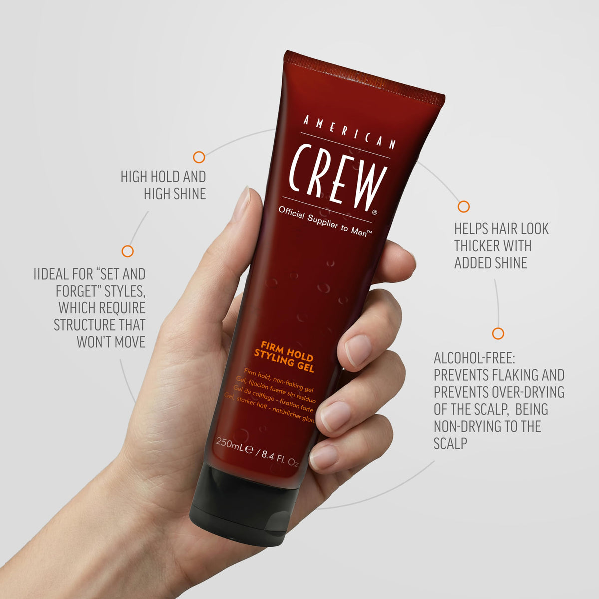 American Crew Men's Styling Gel, Firm Hold & High Shine, 8.4 fl oz