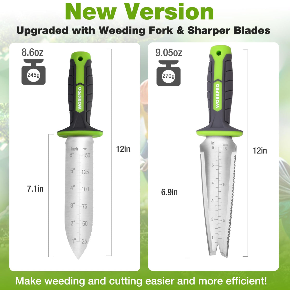 WORKPRO Hori Hori Garden Knife, Garden Tools with Oxford Sheath