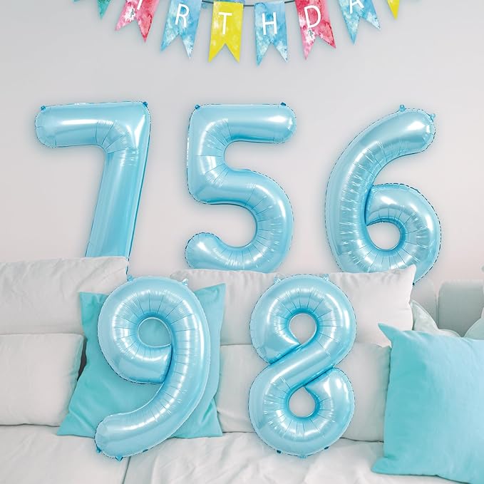 40 Inch light blue Number Balloons, Helium Mylar Foil Number Balloons for Birthdays, Number 5 Balloon for Party Decorations, Birthday Decorations, Wedding, Boy Baby Shower