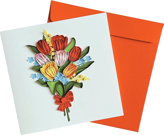 Quilling Card 3D Greeting Cards, handmade Quilling Cards birthday card, handcrafted cards for all occasions, Heart, tulip flower (Tulip)