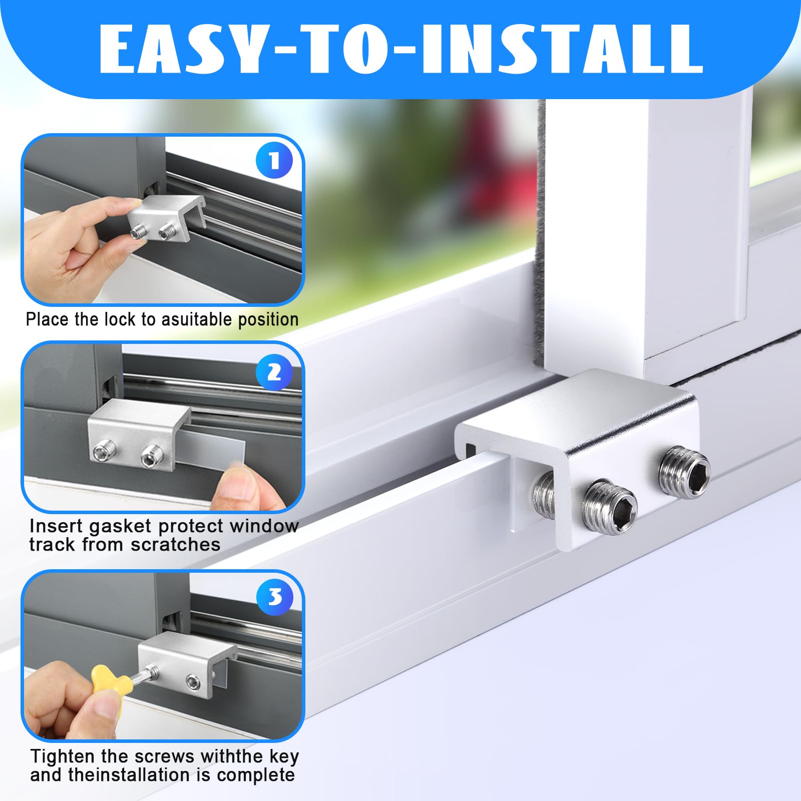 HYIEOU Sliding Window Locks (6 Sets), Secure Window Lock with Key, Window Locks for Up and Down Windows & Horizontal Sliding Windows, Adjustable Window Lock, Sturdy and Durable, Does Not Deform.