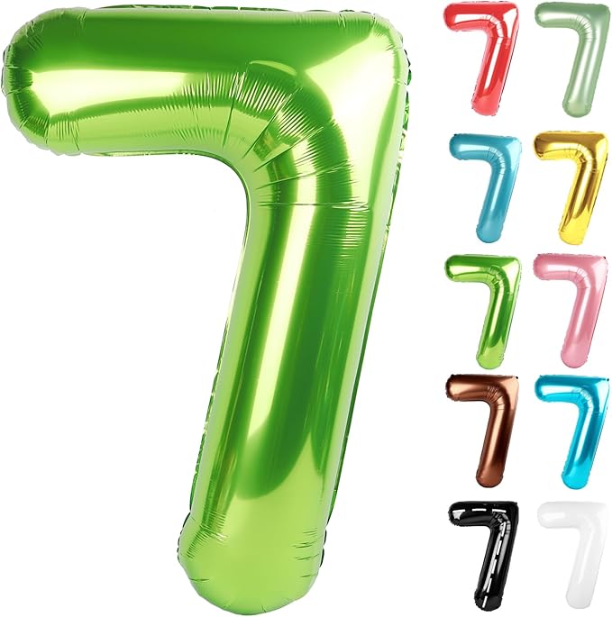 Light Green Number 7 Balloon 40 Inch, 7 Balloon Number, 7th Birthday Decorations, Light Green Party Supplies for Boys Girls
