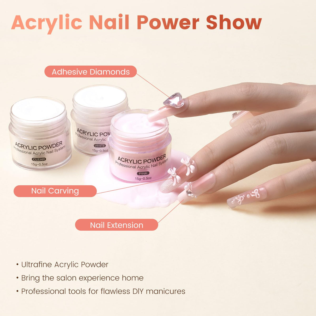 Practice Nail Hand with Acrylic Nail Kit for Beginners Practice Extensions