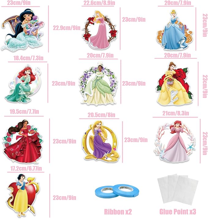 Princess Birthday Party Supplies, Party Porch Sign, Door Banner Decorations for Adult Theme Party Outdoor Indoor Home Decorations