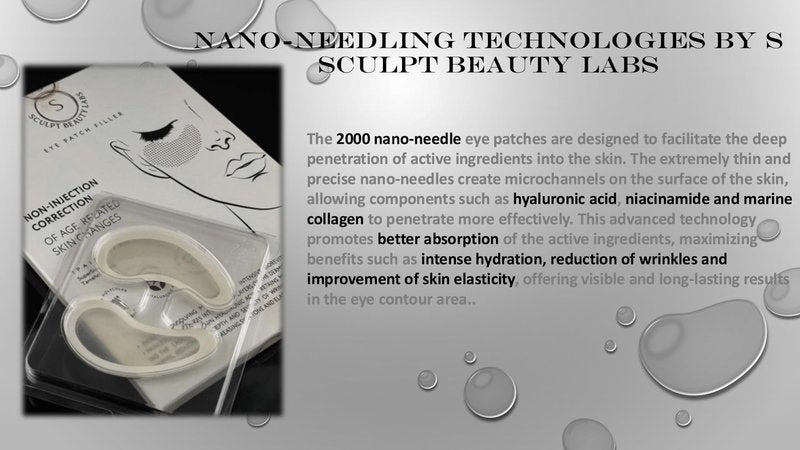 S SCULPT BEAUTY LABS Nano Needling Eye Patches rejuvenate and refresh the delicate skin around your eyes. Infused with 2000 ultra-fine nano needles for enhanced absorption and effective results.