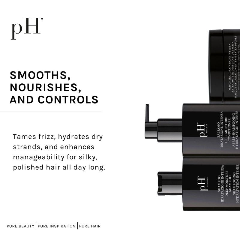 pH PURE HAIR Deep Moisture Set - Deep Moisture Shampoo (8.4 Oz) and Conditioner (8.4 Oz) Set with Extra Butter Hair Mask (6.7 Oz) for Damaged & Dry Hair - 3 Piece Kit
