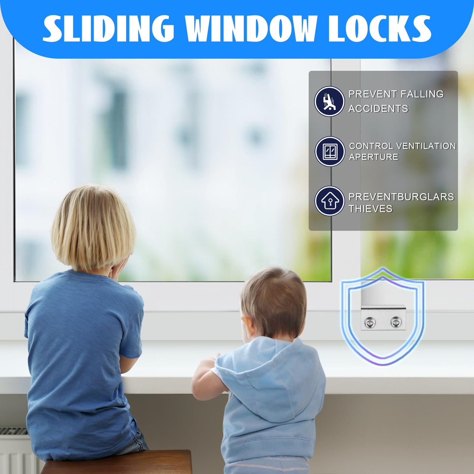 HYIEOU Sliding Window Locks (6 Sets), Secure Window Lock with Key, Window Locks for Up and Down Windows & Horizontal Sliding Windows, Adjustable Window Lock, Sturdy and Durable, Does Not Deform.