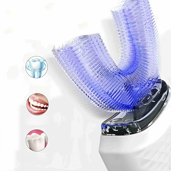 Scandinavian Smiles Brush 360° U-Shape Electric Toothbrush for Adults, IPX7 Waterproof,Oral Cleaning,Hands-Free Auto-Cleaning (3 Replacement Brush Head)
