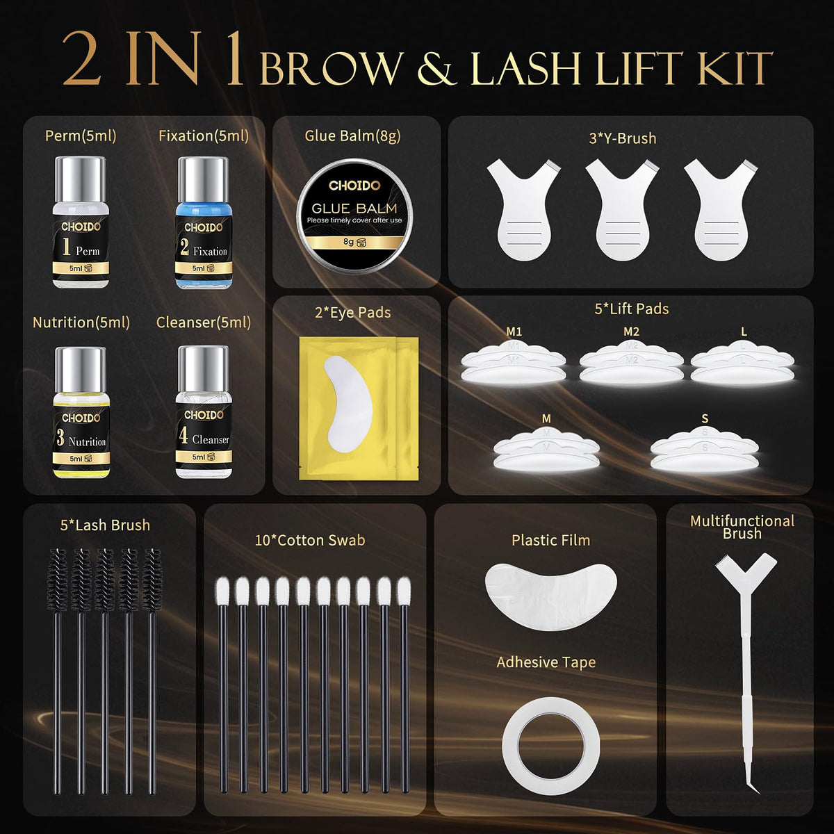 Lash Lift Kit, Eyebrow Lamination Kit, Eyelash Perm Kit, 2 in 1 Professional Eyelash Curling Lash Extension & Eyebrow Lift Kit, Eyelash Lift Kit at Home Diy & Salon, Lasts For 6-8 Weeks (Black)