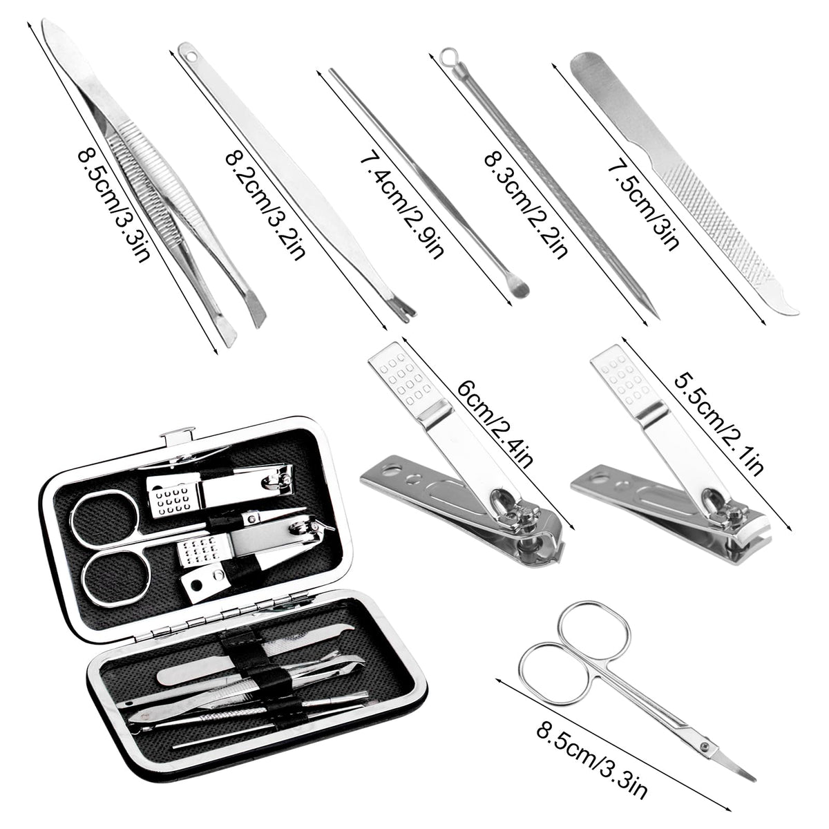 Manicure Kit Bulk, Nail Clippers Set Stainless Steel Fingernail Clippers Set, Sturdy Nail Tip Cutter Trimmers Professional Grooming Toenail Clippers Personal Pedicure Kits Gift (24 Count 8 in 1)
