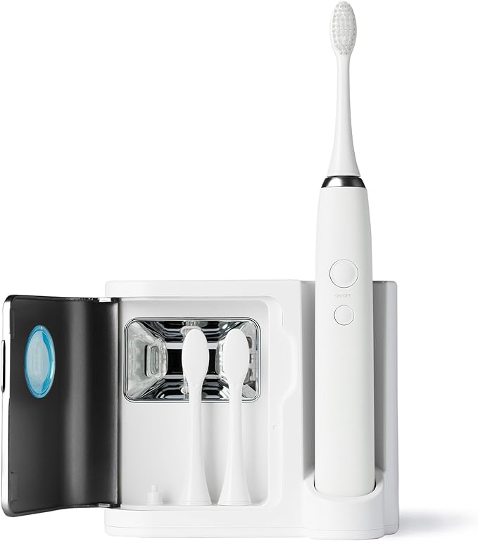 Vanity Planet Elements Ultrasonic Electric Toothbrush - Charcoal - Advanced Oral Care with UV Sanitizing Charger Base with 3 Replacement Heads - 99.9% Effective Keeping Your Teeth Clean (Charcoal)