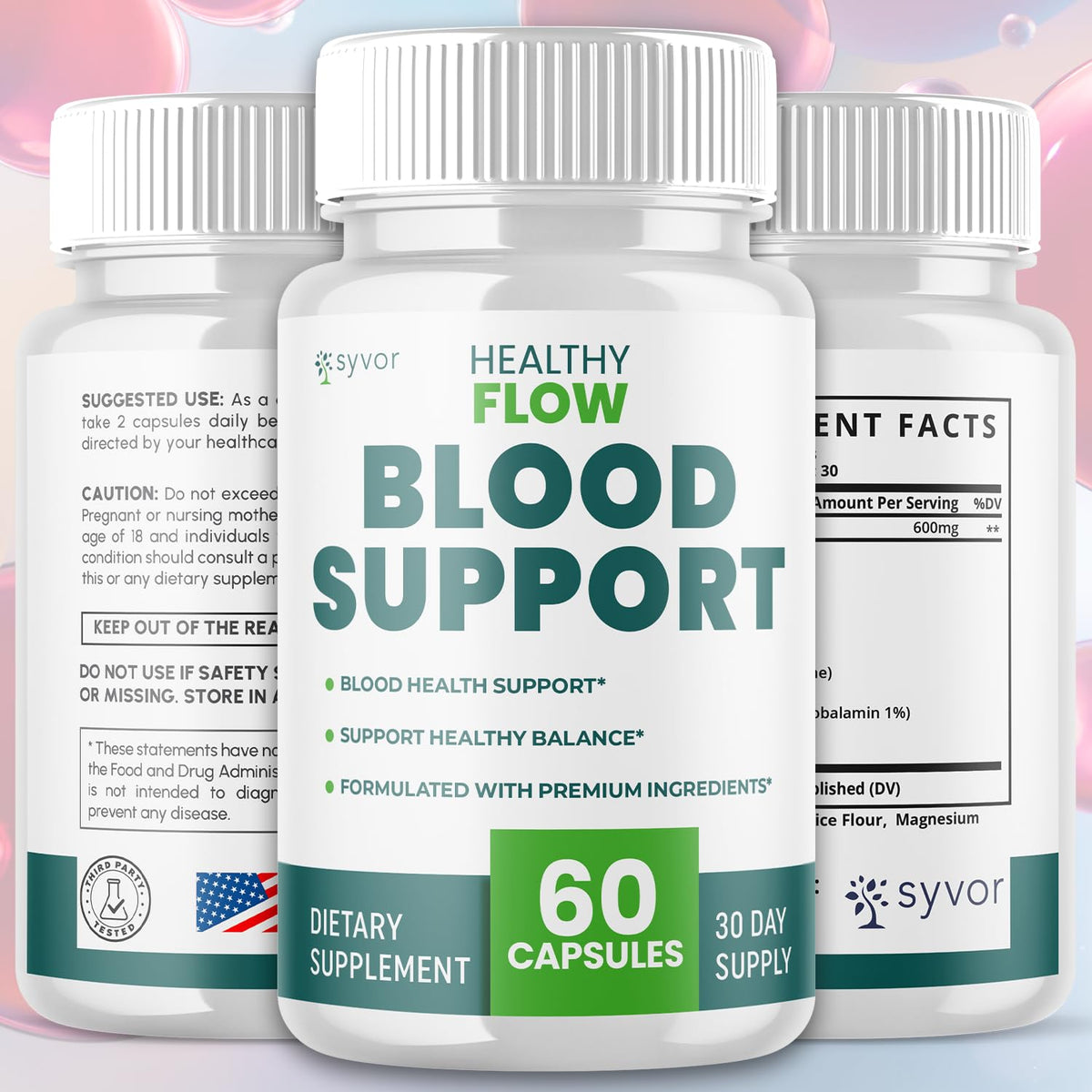 (2 Pack) Healthy Flow Blood Support Capsules, Official Healthy Flow Blood Support Pills with All Natural Ingredients, Advanced Formula Supplement with Premium Vitamins for Men & Women (120 Capsules)