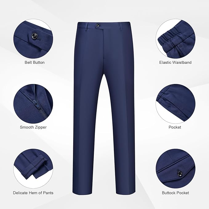 WULFUL Men's 2 Piece Slim Fit Suit Set One Button Blazer Jacket Pants Tuxedo Set for Party, Wedding and Business