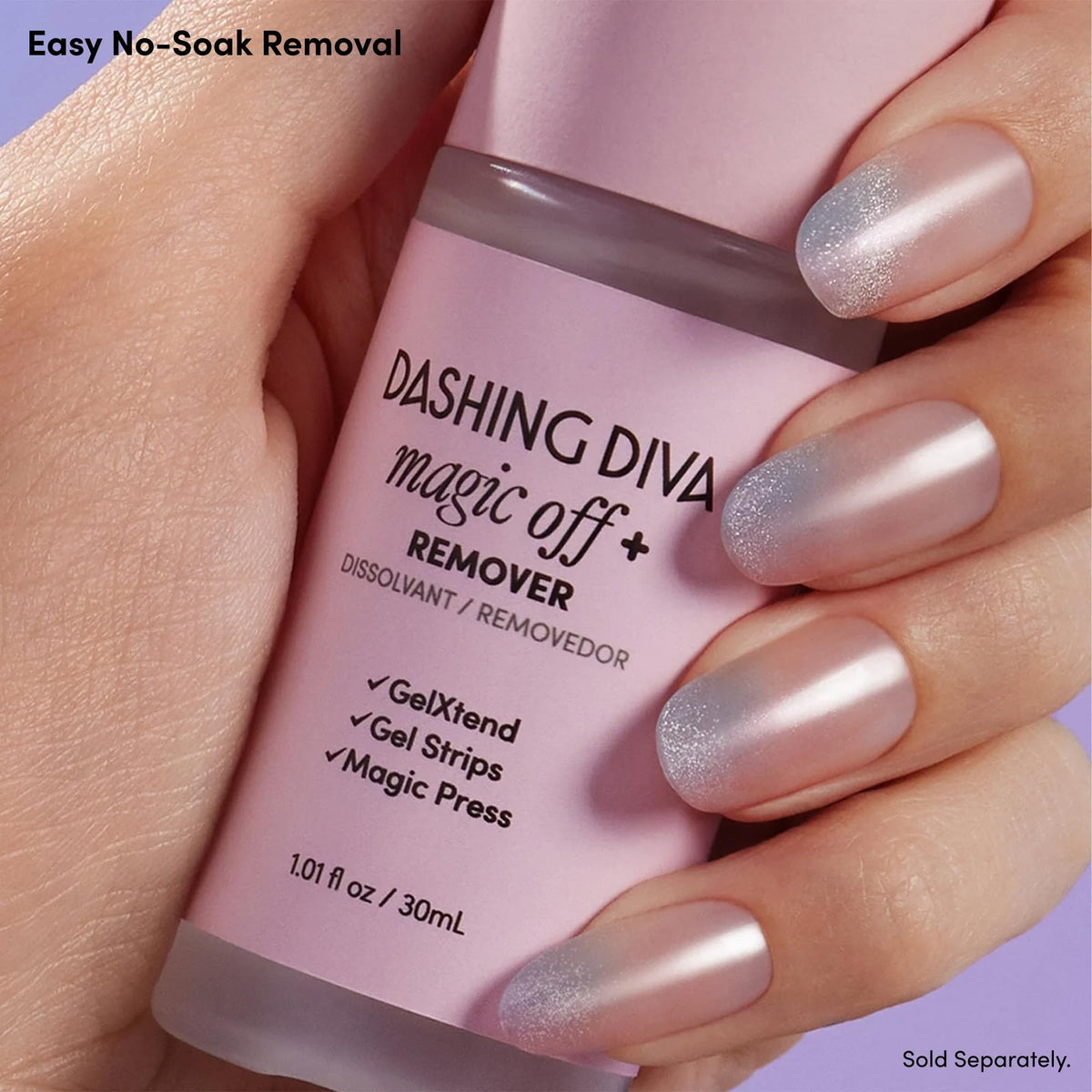 Dashing Diva Magic Press Nail Set - Big Ego - Long Almond Press On Nails - Long Lasting Gel - Lasts Up to 10 Days - Summer Gel Set - 4-Piece Manicure Kit with 30 Nails