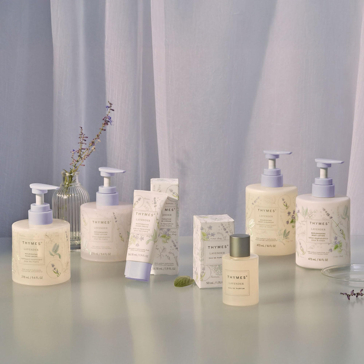 Thymes Nourishing Body Cleanser - Large Moisturizing Body Wash with Pump - Hydrating Cleanser - Notes of Velvety Lavender, Warm Rosewood, Fresh Clary Sage, & Earthy Violet (Lavender, 16 fl oz)