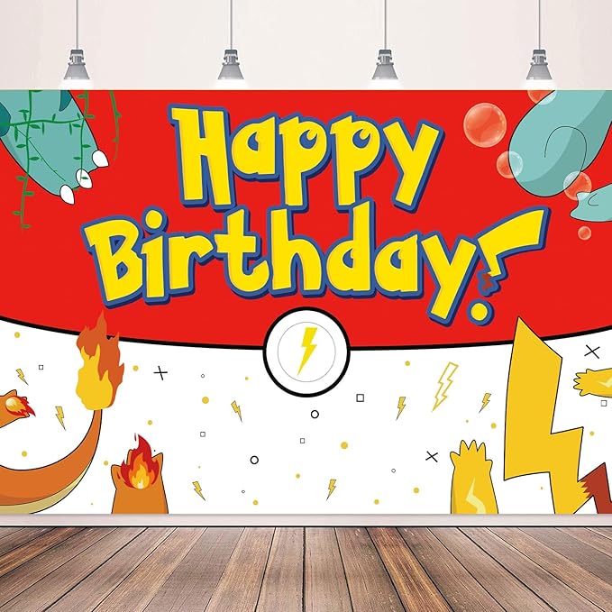 Birthday Party Decorations Backdrop Banner Red, White, Blue, Yellow, Cute Theme 5X3FT Happy Birthday Decorations Supplies Photography Background