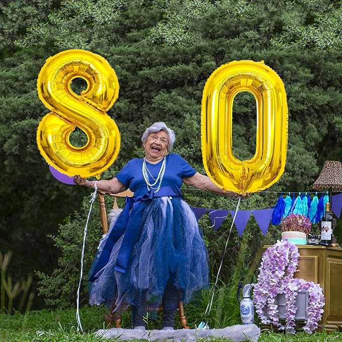 Gold Number Balloons Birthday Balloons - Giant Gold Number 80 Balloon 40 inch, Numbers Balloon 10th Birthday Decorations, Gold Party Supplies for Women Men