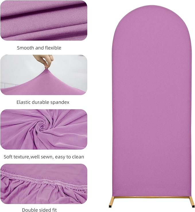 Arch Covers,Arch Backdrop Stand Fitted Cover for Wedding Birthday Party Ceremony Banquet Decoration(7.2FT&6.6FT&6FT,Lilac,Cover Only)