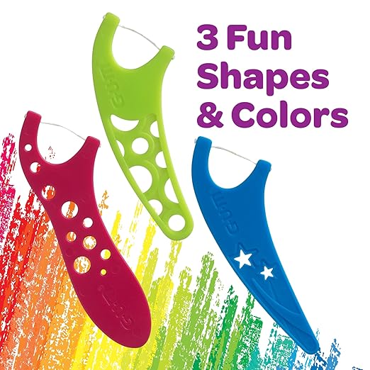 GUM Crayola Kids Flossers with Fluoride - Designed for Little Hands - Fun Grape Flavor - Easy to Use Kids Floss Picks for Children Ages 3+, 75 Count (Pack of 6)