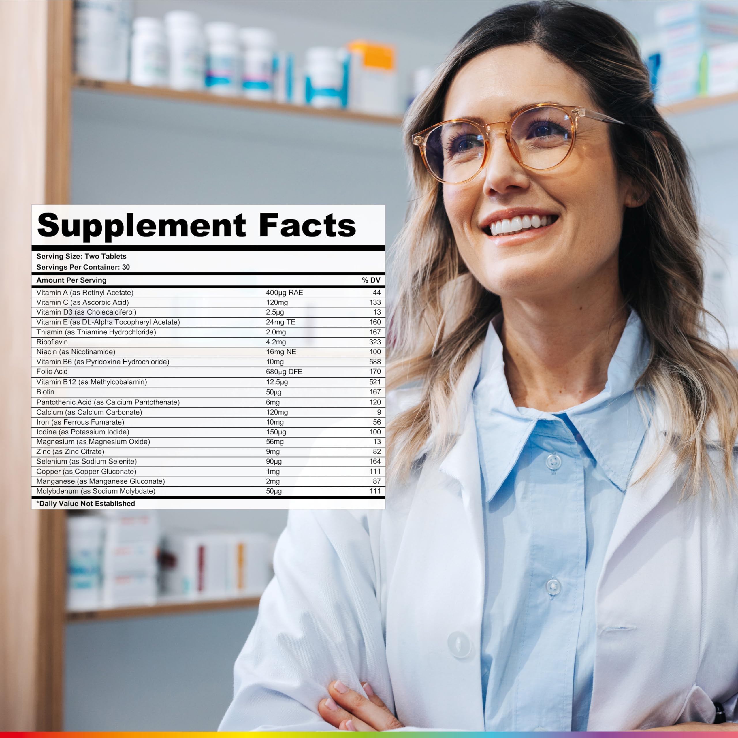 Health & Her Multivitamin Supplement for Women Taking Birth Control - Nutrition Support - 1 Month Supply, 60 Tablets - Vegan & Gluten Free