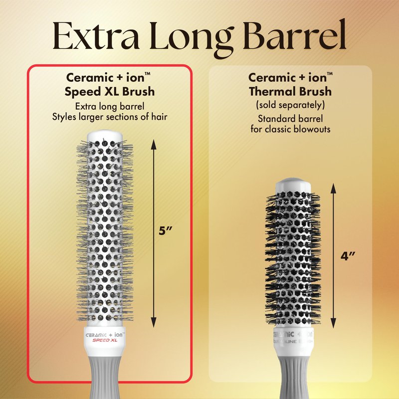 Olivia Garden Ceramic + Ion Speed XL - Extra-Long Round Thermal Hair Brush - Not Electrical - Professional Blowout Brush for Normal to Thick Hair - 1"- Diameter Barrel - CIXL-25