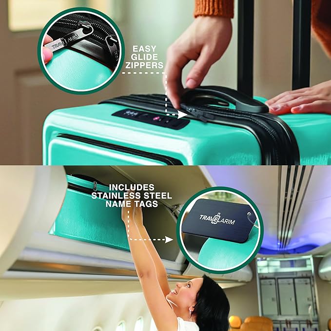 TRAVELARIM Luggage Sets 3 Piece, 20 Inch Carry on Luggage and 28 Inch Suitcases with Wheels Spinner, Durable Hard Shell Suitcase Set, Expandable Travel Suitcase, Teal
