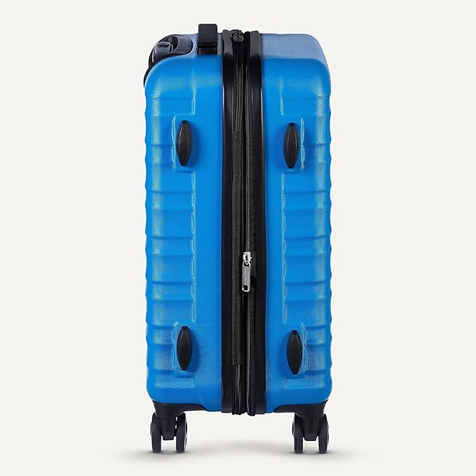 Amazon Basics 26" Hardside Medium Checked Luggage, Expandable For Up to 15% More Space, With Scratch-Resistant Surface, Four Multi-directional Wheels, Light Blue