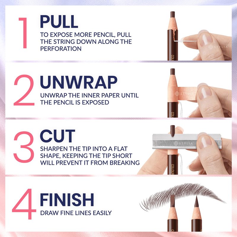Stylia Waterproof Eyebrow Pencils For Women – Long-Lasting Microblading Supplies Brow Pencil, Perfect for Eyebrow Shaper, Filling & Defining Natural-Looking Brow - (12PC in 5 Colors)