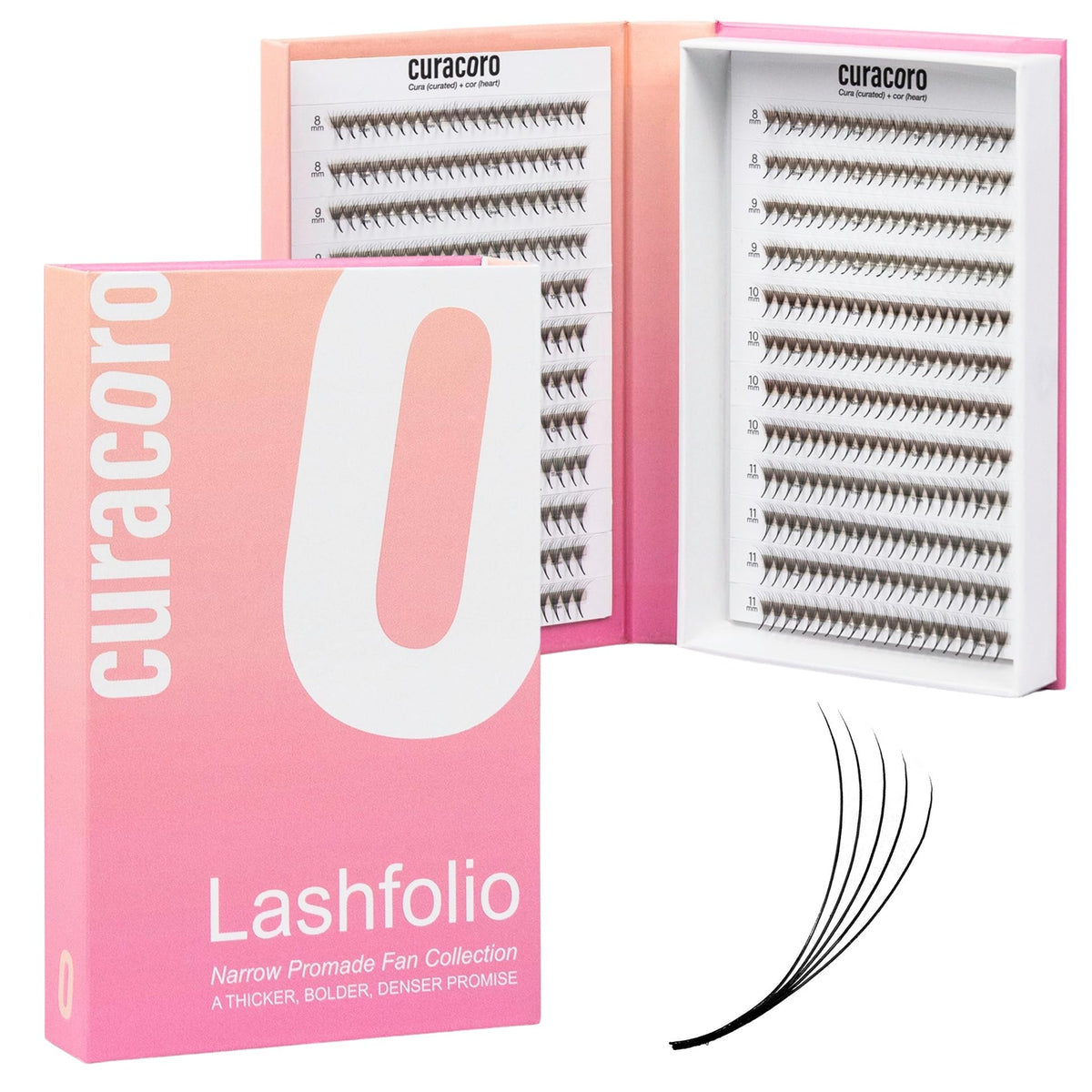 Curacoro LashFolio Narrow Promade Fans 10D-0.03 CC Curl 8-15mm