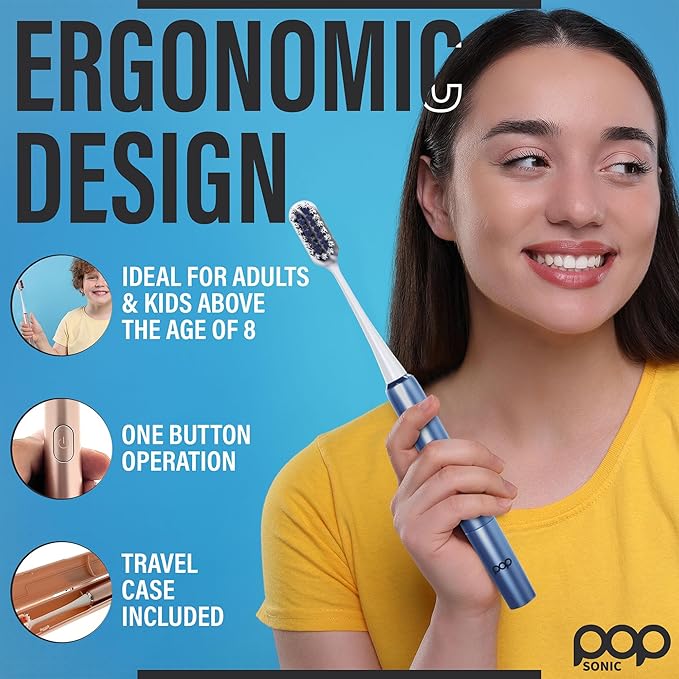 Go Plus Sonic Toothbrushes for Adults w/Electric Toothbrush Case - Electric Toothbrush for Adults & Kids - Sonic Toothbrush w/ 2 Speeds - 18000-24000 Vibrations Per Minute (Brilliant Blue)