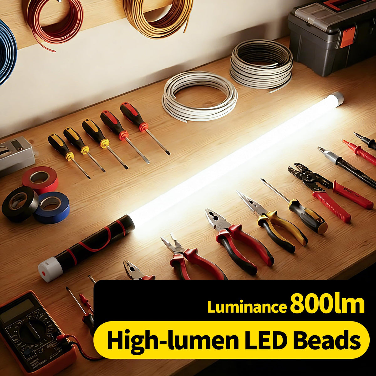 THOUSAND SUNNY Flexible LED Light Stick 30", Rechargeable Bendable Work Light with 3 Modes High Lumen for Mechanic Car Repairs Under Hood Garage Inspection