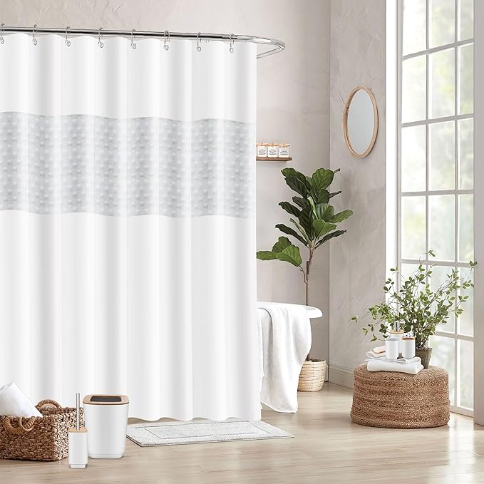 Bathroom Accessories Set,White Bathroom Set,24 Pieces Bathroom Accessory Set with Shower Curtain,Trash Can for Bathroom Accessories Décor and Home Gifts