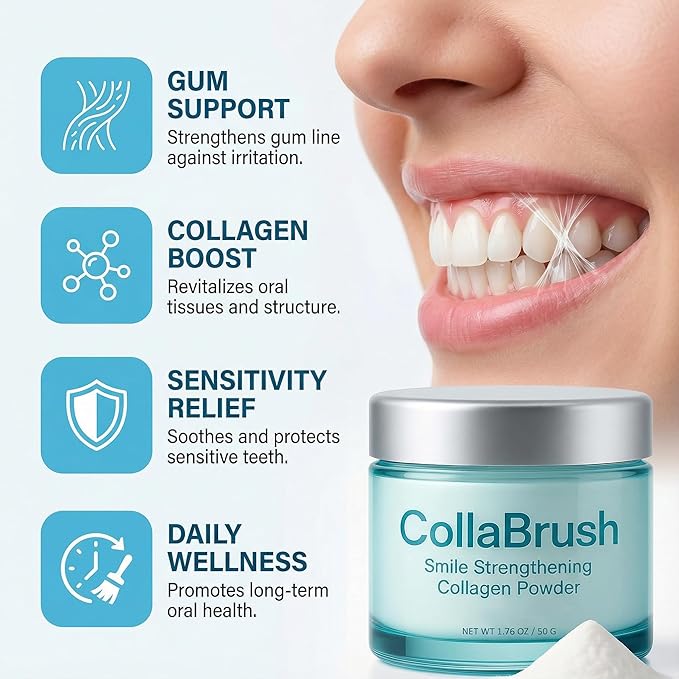 Collabrush Collagen Powder, Collagen+Hydroxyapatite Gum Toothpaste Care Powder, Smile Strengthening CollagenPowder, Protect Gum & Enamel Care