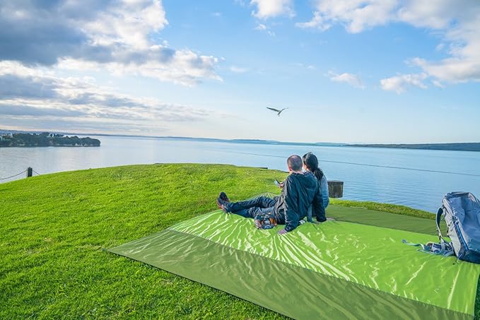 WEKAPO Beach Blanket Sandproof Waterproof, Extra Large Beach Mat, Oversized & Compact Sand Free, Quick Drying Beach Essentials for Vacation, Cruise, Picnic & Camping with Stakes