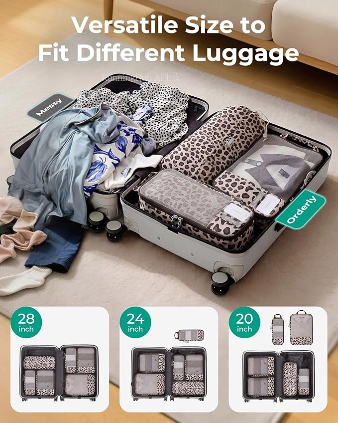 BAGSMART 6 Set /4 Set/2 Set Compression Packing Cubes for Travel, Lightweight Luggage Organizer Bags, Durable Space Saver Bags Travel Essentials